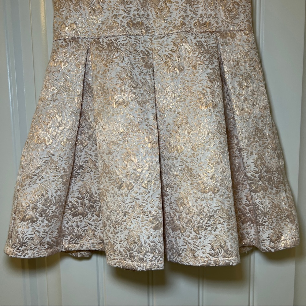 Carter's Elegant Gold and Cream Embossed Floral Dress Girl’s 4T - Picture 5 of 16